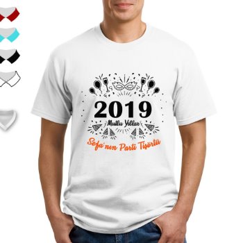 2019 Yılbaşı Erkek Hediyesi Kişiye Özel İsimli Beyaz Tişört