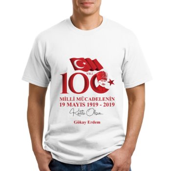 100. Yıl 19 Mayıs Gençlik Ve Spor Bayramı Erkek Tişört